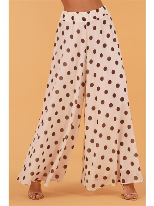 Pantalone palazzo in georgette GM by Gai Mattiolo | GM4008BURRO/MORO